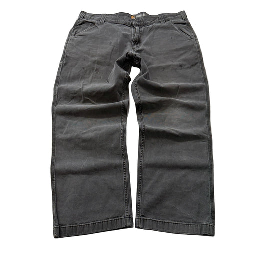 Carhartt Men's Dark Grey Denim Jeans Relaxed Fit Zip-Fly Pockets Logo Size 40x30