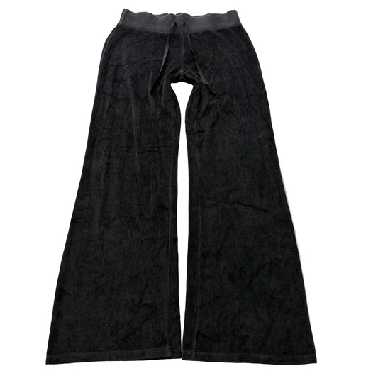 Vintage Juicy Couture Women's Black Velour Flared Track Pants Loungewear Size S
