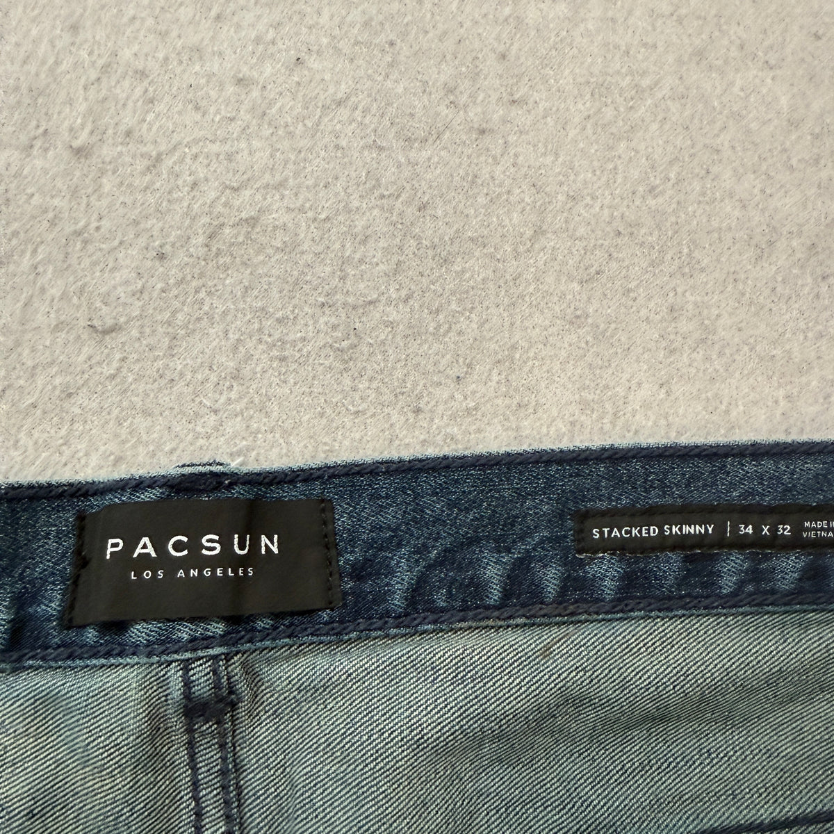 PacSun Stacked Skinny Moto Jeans Men's Blue Light Wash Ribbed Knee Size 34x32 photo 3