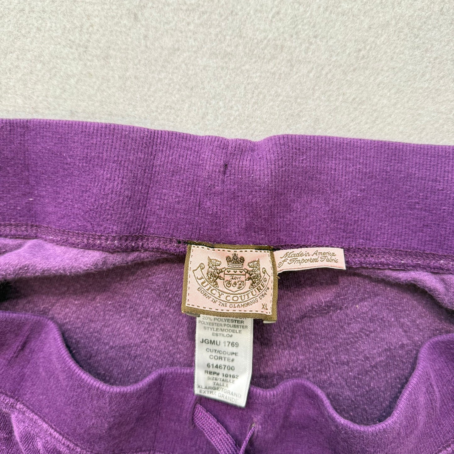 Juicy Couture Womens Purple Velour Flared Track Pant Loungewear Low Rise Size XL