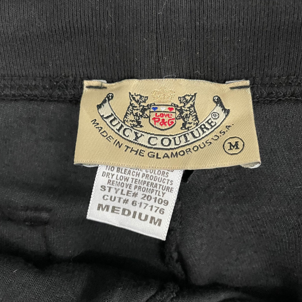 2003 Vintage Juicy Couture Black Velour Snap Pocket Pants Size M