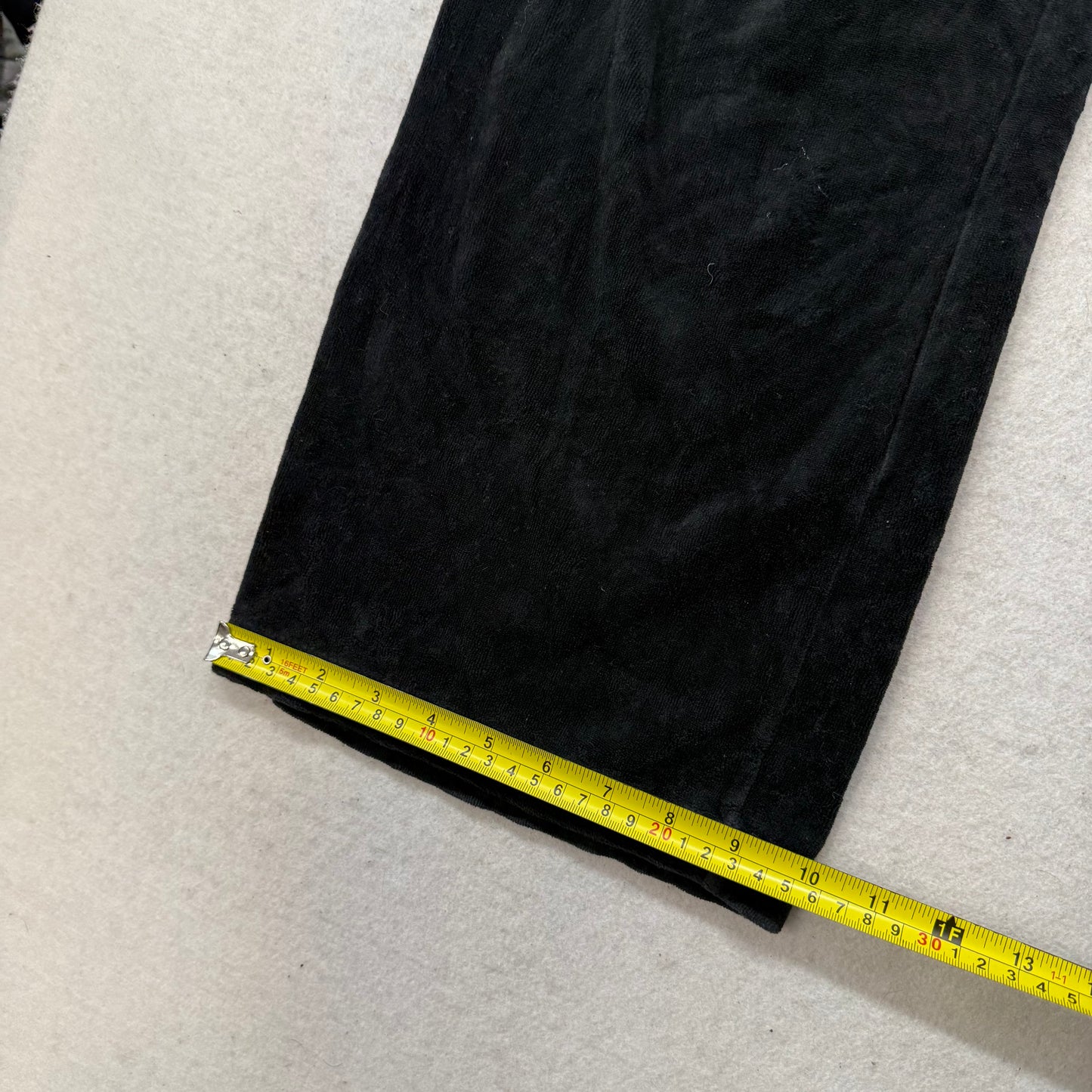 Vintage Juicy Couture Women's Black Velour Wide Leg Track Pant Loungewear Size L