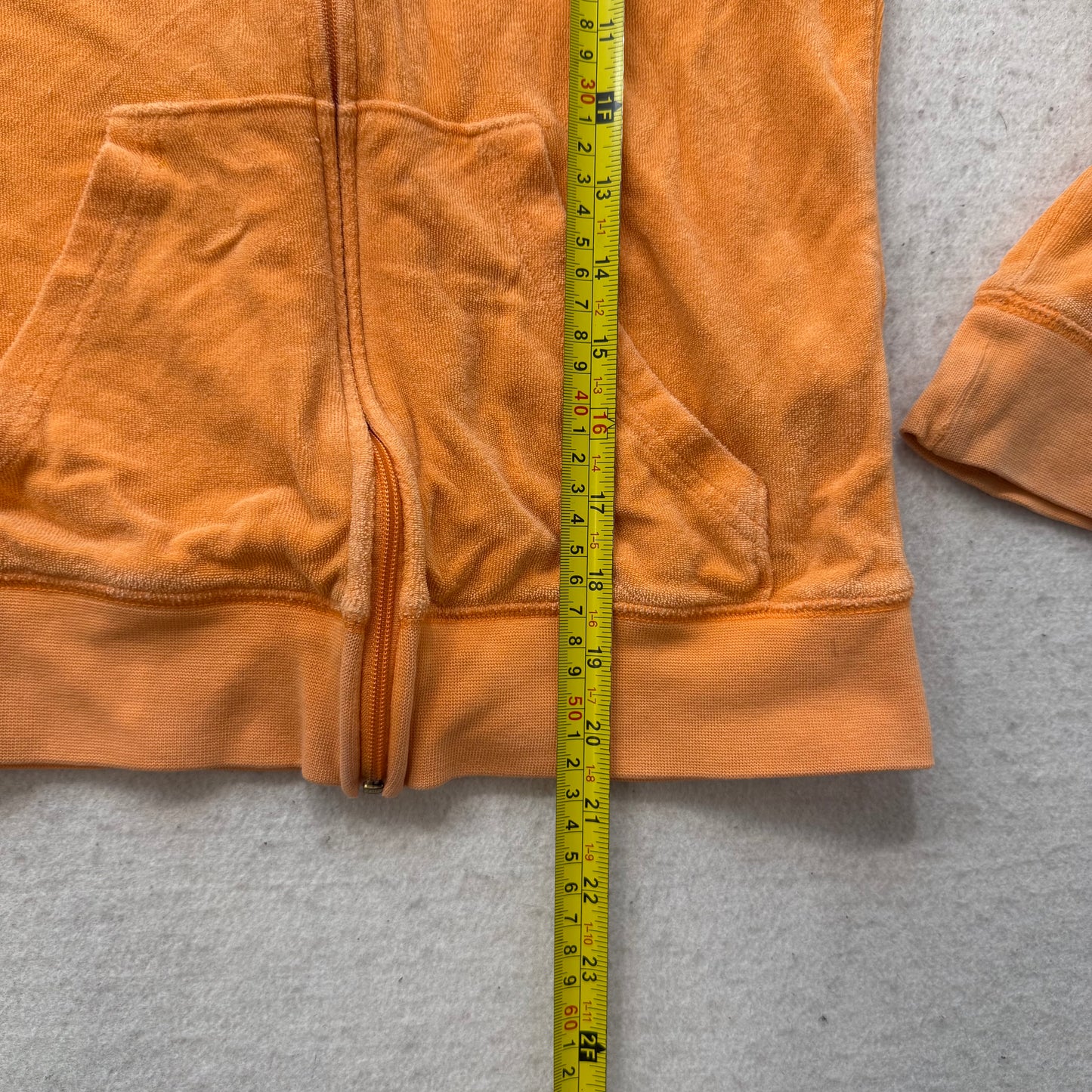 Juicy Couture Women's Apricot Terrycloth Zip Up Hoodie Kangaroo Pocket Size S