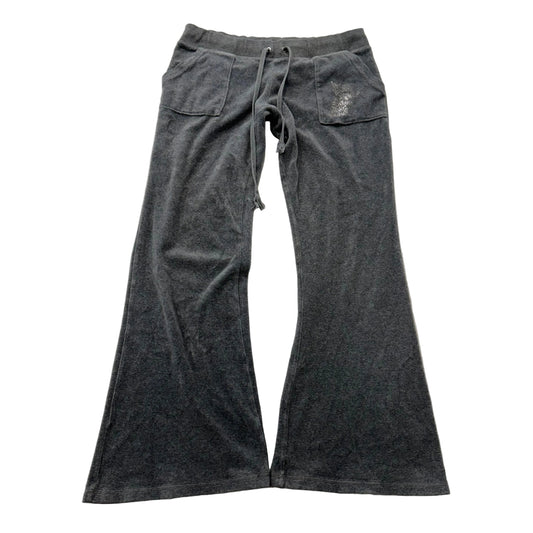 Juicy Couture Women's Gray Velour Flared Track Pants Pockets Loungewear Size S