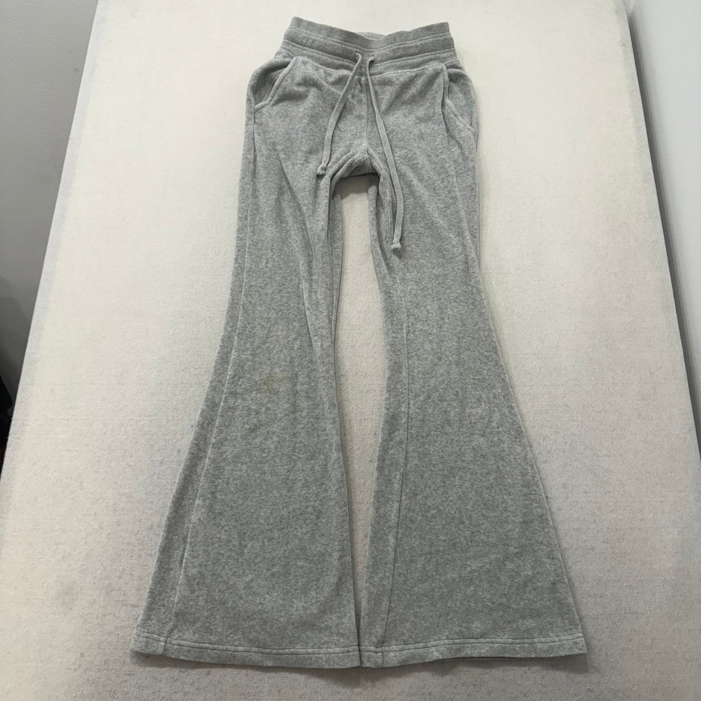 Juicy Couture Gray Velour Tracksuit Set Zip Up Hoodie & Flared Pants Y2K Size S