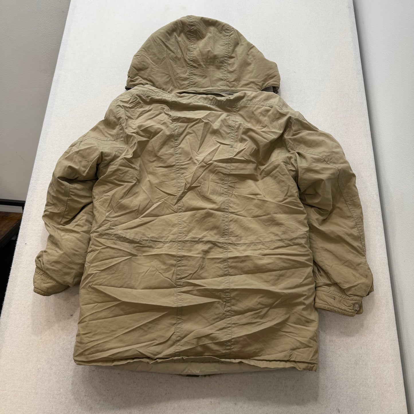 L.L.Bean Men Tan Nylon Full Zip Baxter State Mountain Parka Cargo Pockets Size M