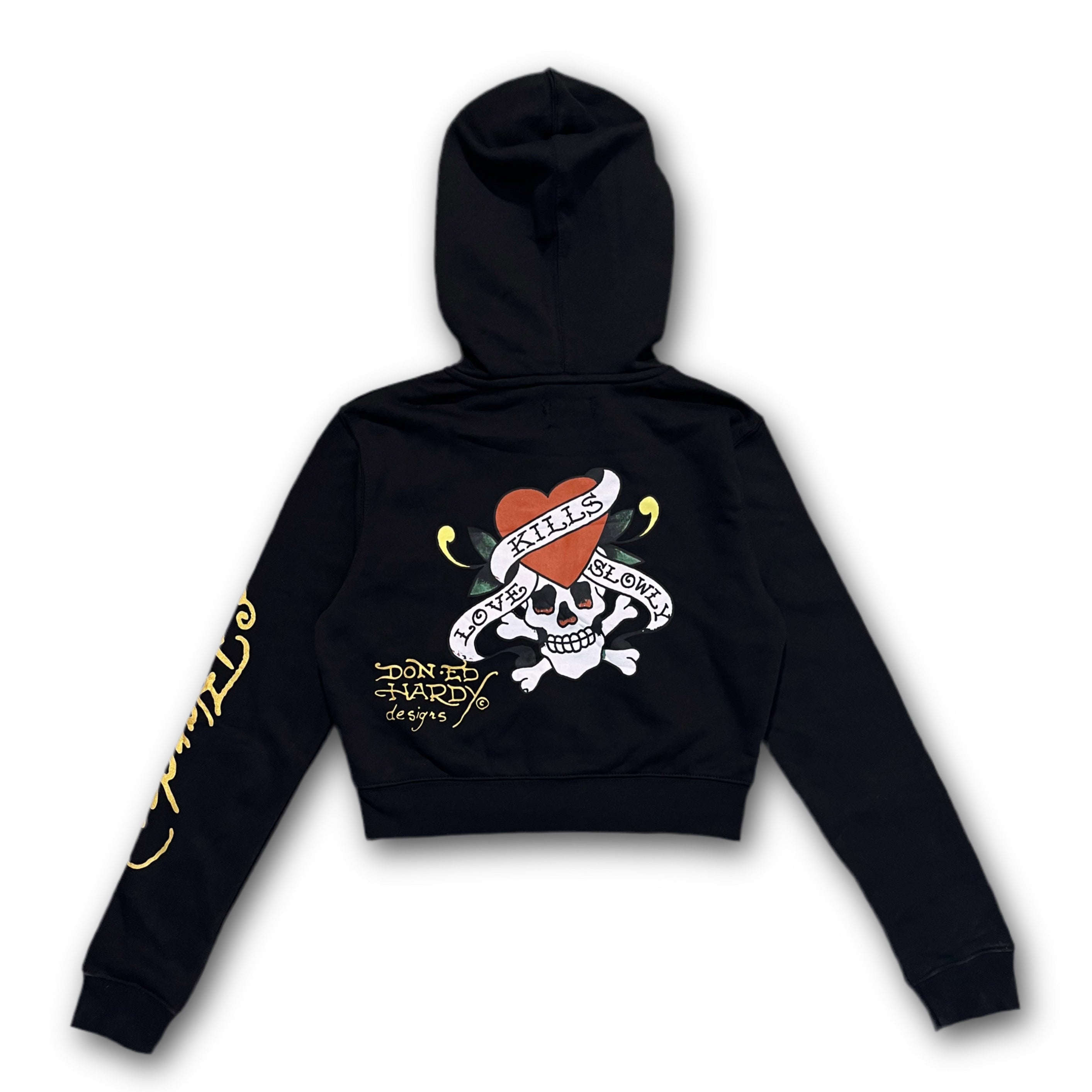 ED HARDY “LKS Skull” BLACK CROPPED ZIP UP HOODIE