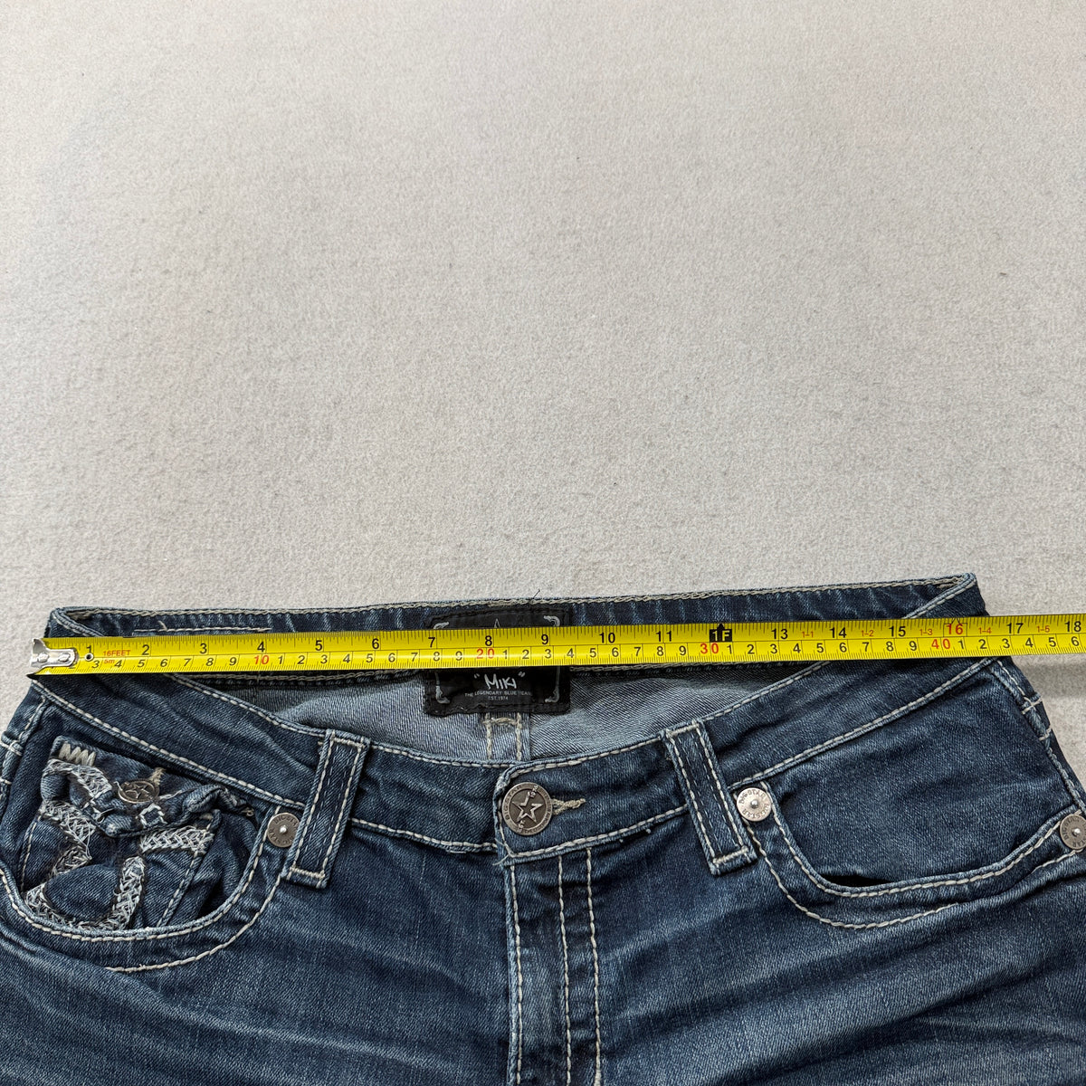 Big Star Miki Women's Blue Denim Flare Jeans Embroidered Back Pockets Size W34