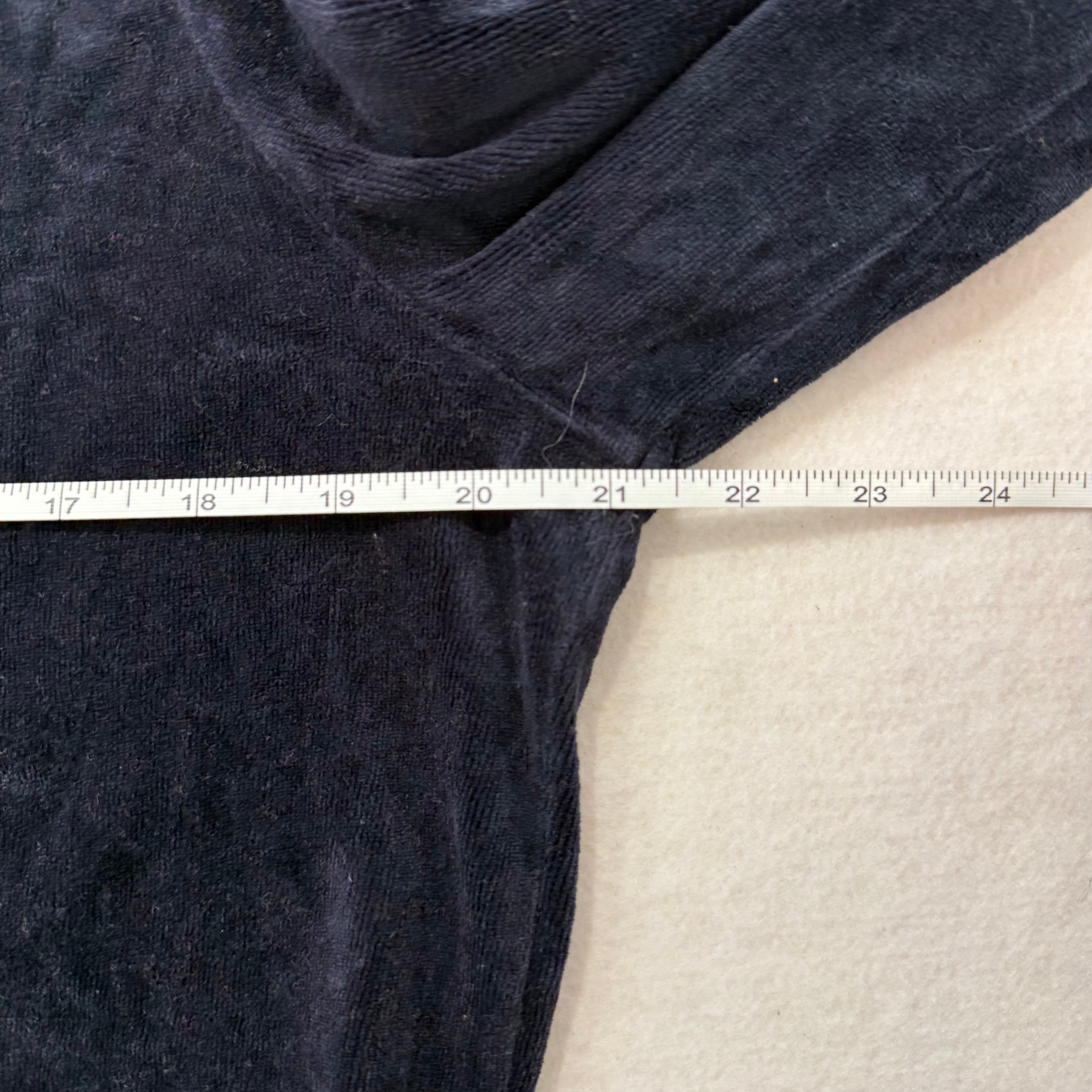 Vintage Juicy Couture Women's Navy Velour Full Zip Long Sleeve Hoodie Size XL