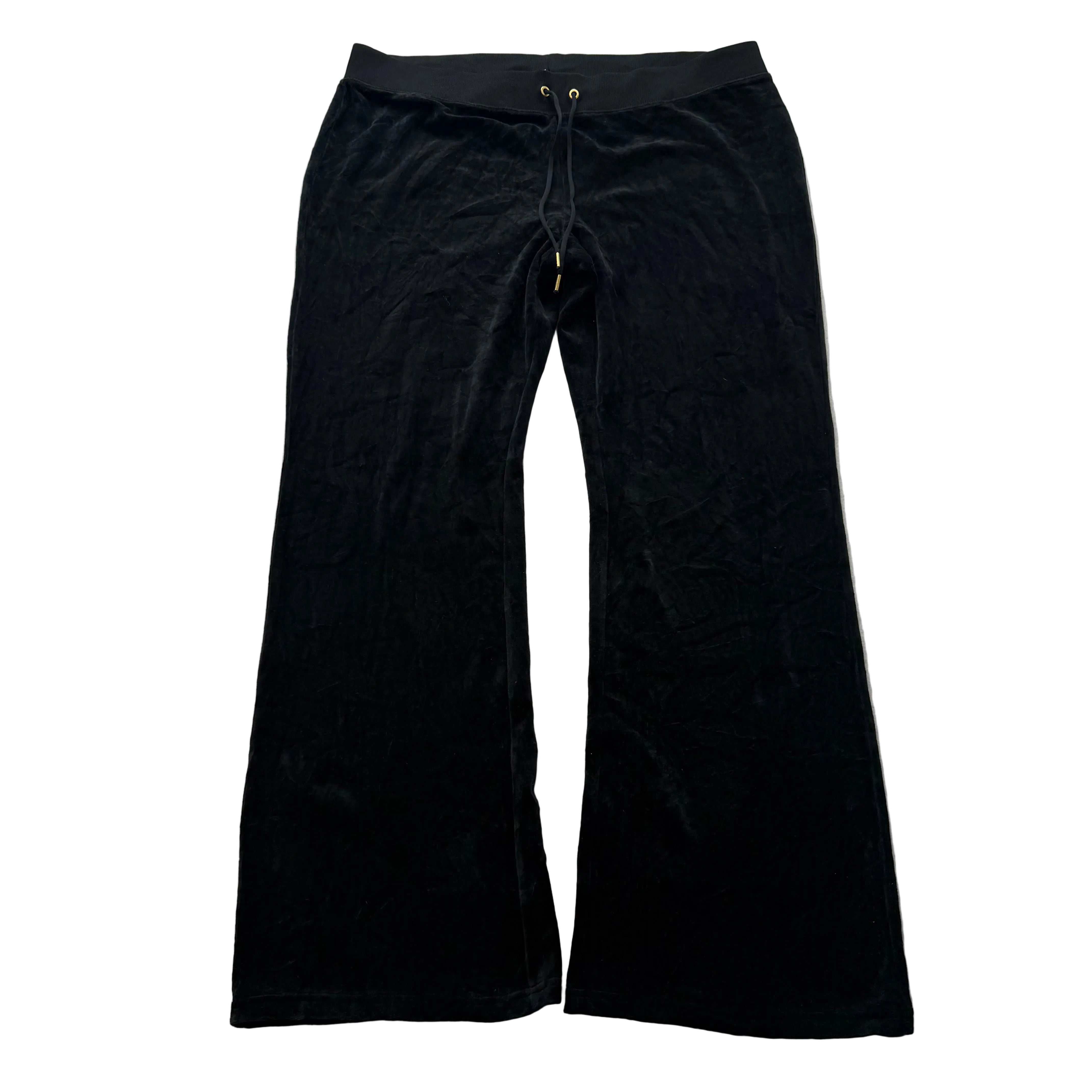 Juicy Couture Women's Black Velour Wide Leg Track Pant Loungewear Casual Size XL