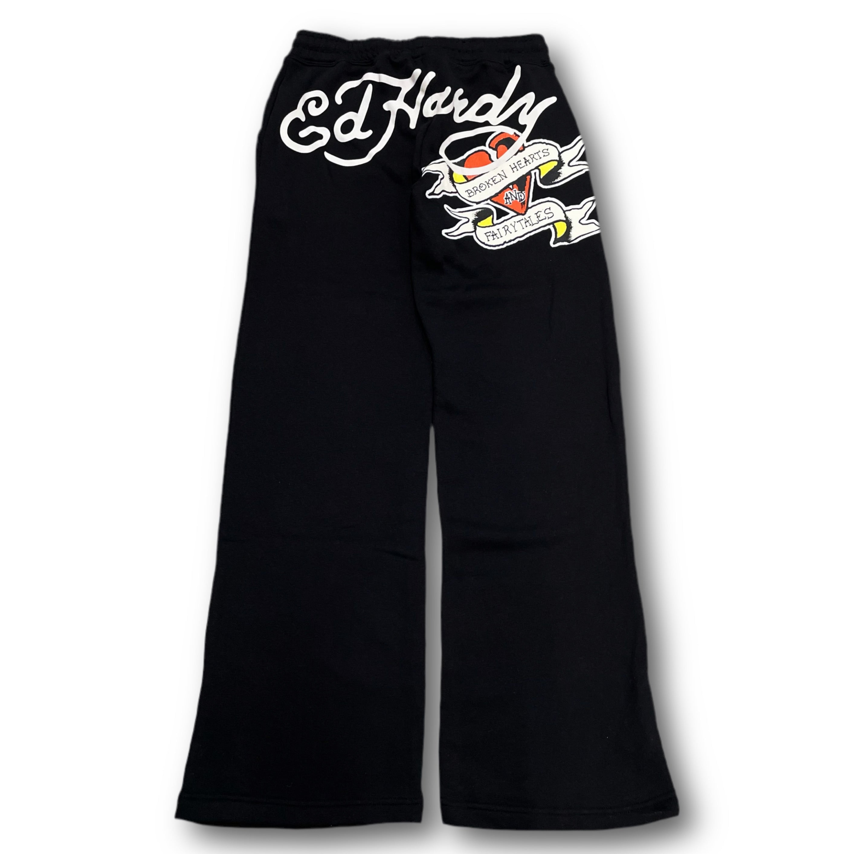 ED HARDY “Broken Hearts” BLACK FLARE PANTS