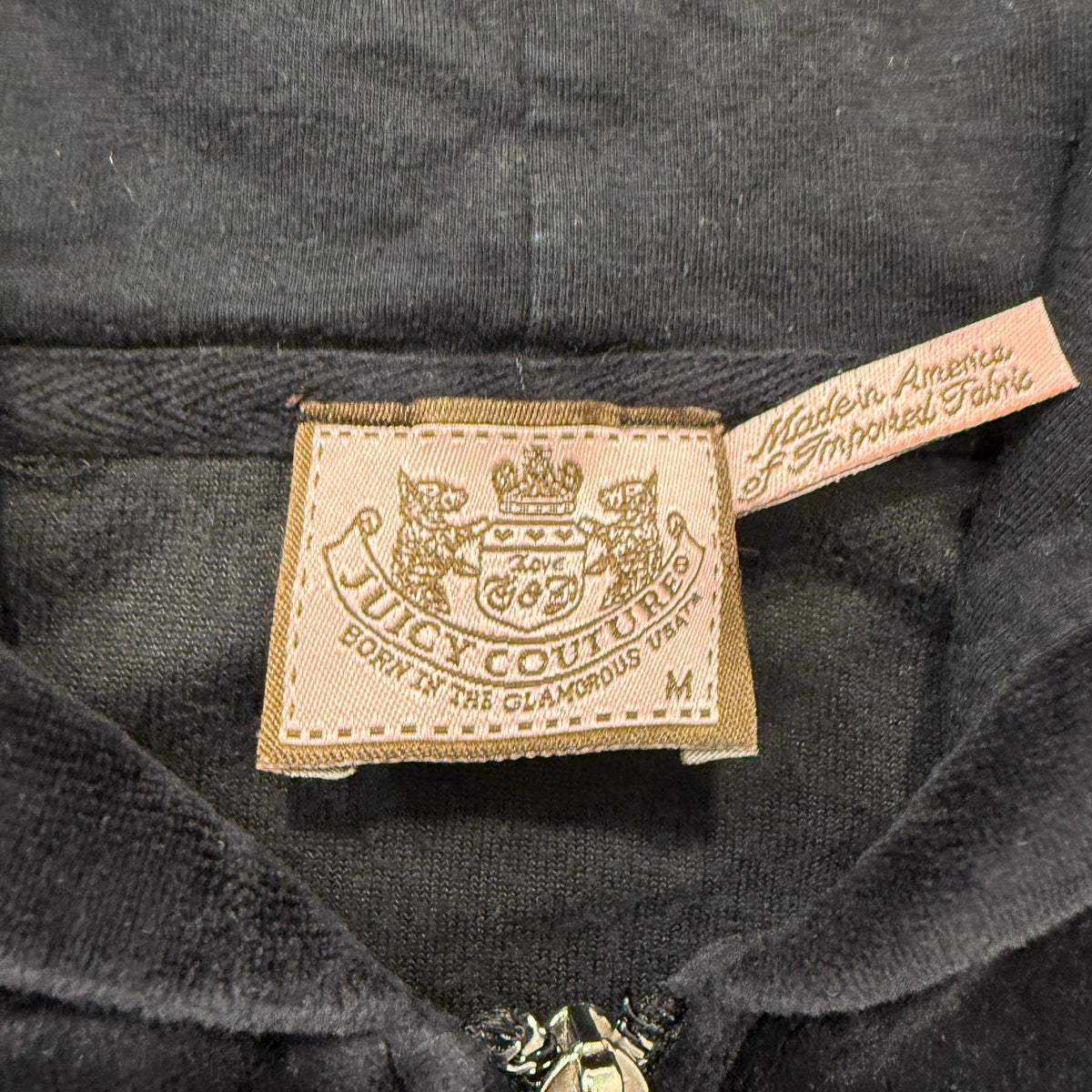 Juicy Couture Scottie Dogs Women Black Velour Tracksuit Set Hoodie & Pant Size M