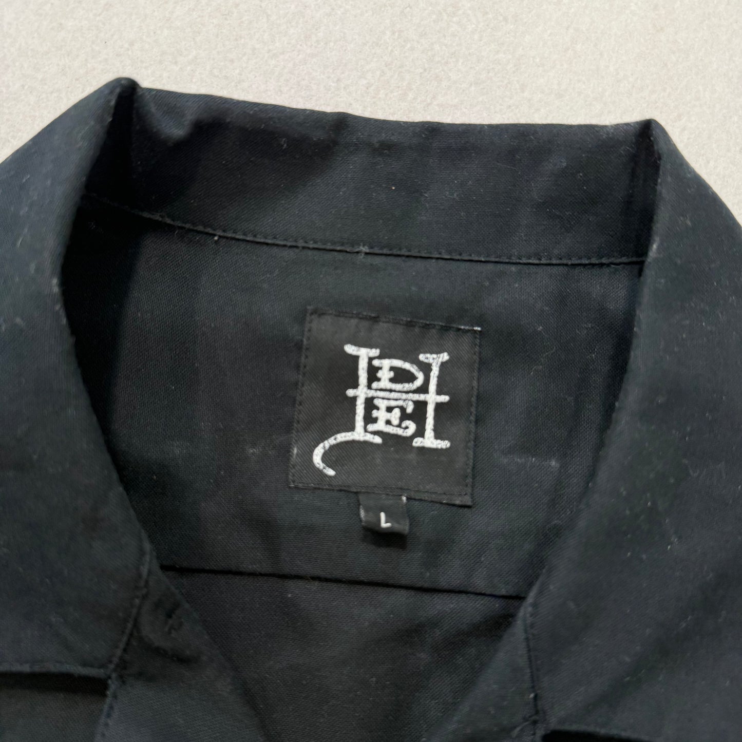 Ed Hardy Tattoo Black Button Up Shirt Dragon Wing Embroidery Short Sleeve XL