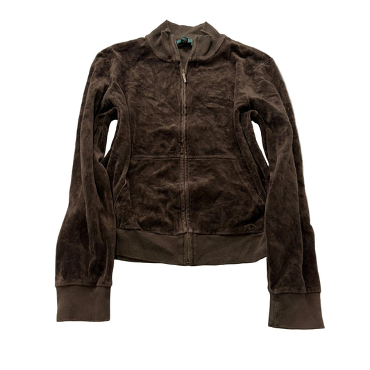 Lauren Ralph Lauren Women's Dark Brown Velour Full Zip Jacket Casual Size L