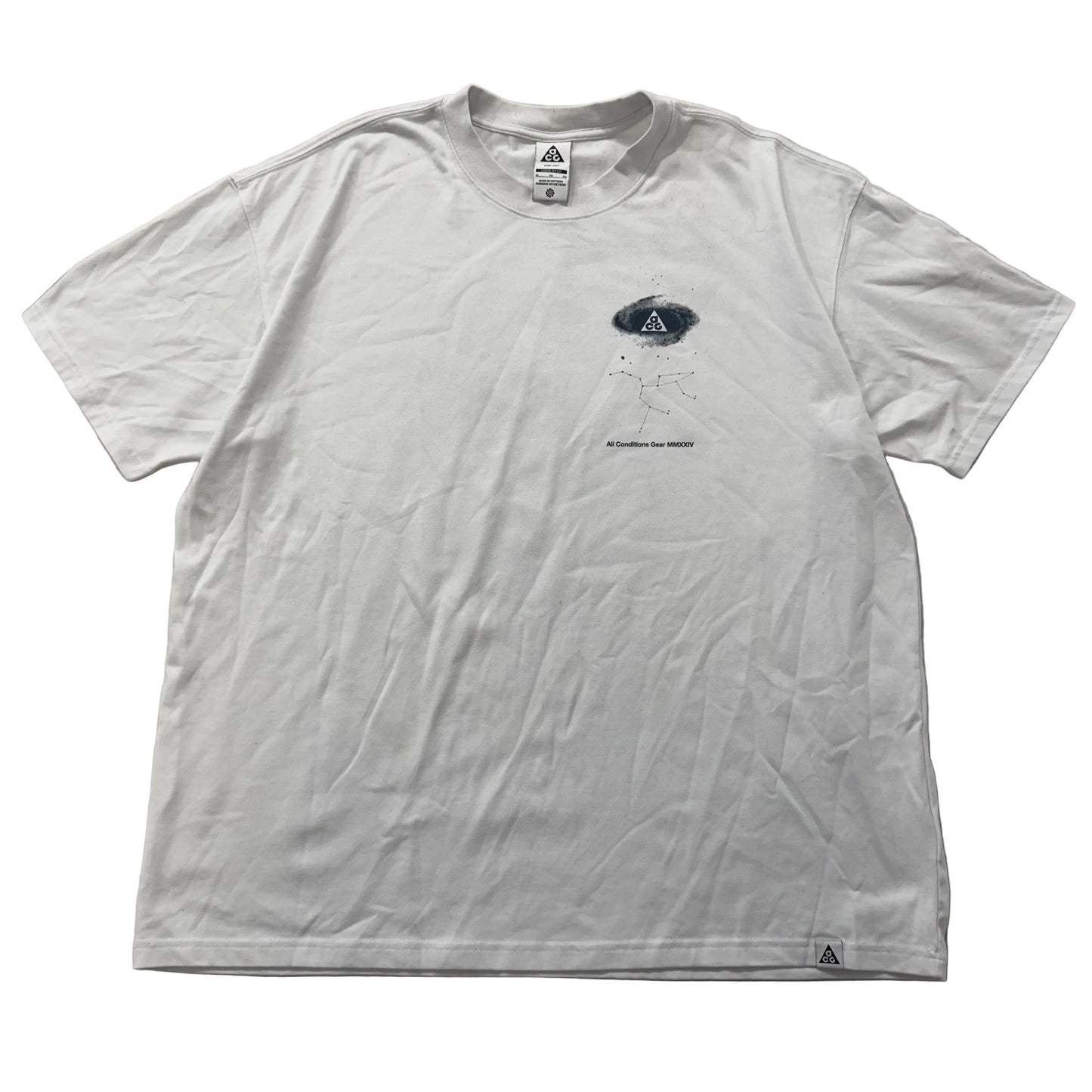 Nike ACG Men's White Cotton Dri-FIT Galaxy T-Shirt Short Sleeves Graphic Size XL