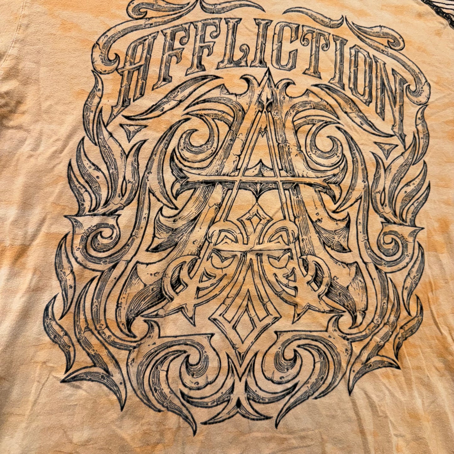 Affliction Men's Burnt Orange Cotton T-Shirt Short Sleeves Graphic Logo Size 2XL