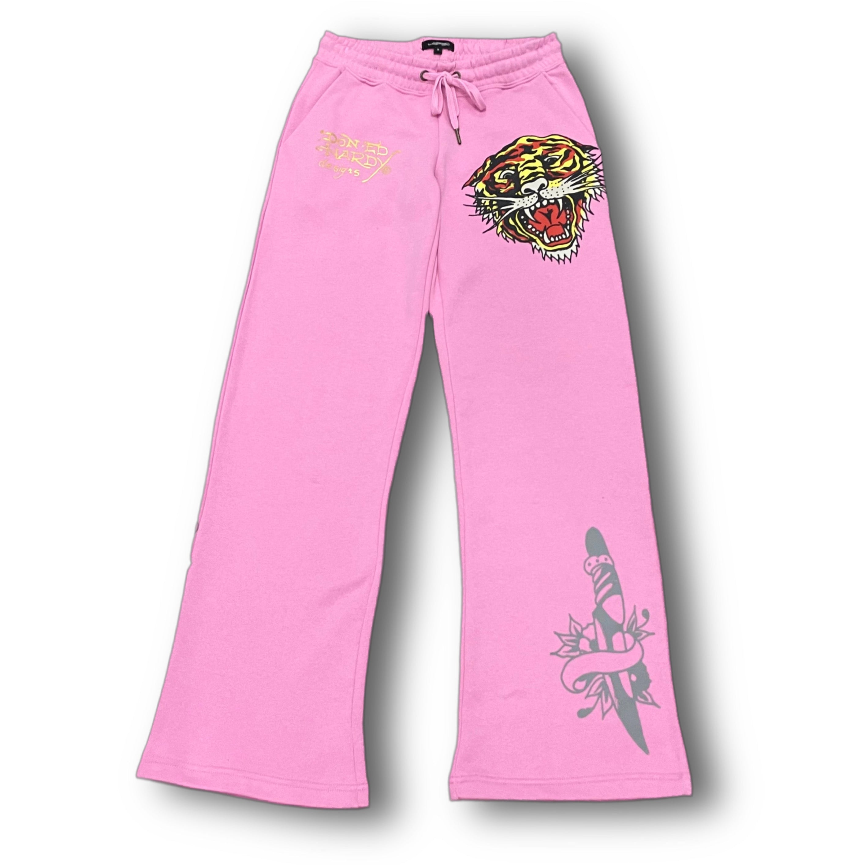 Ed Hardy “Tiger Dagger” Pink Flare Pants