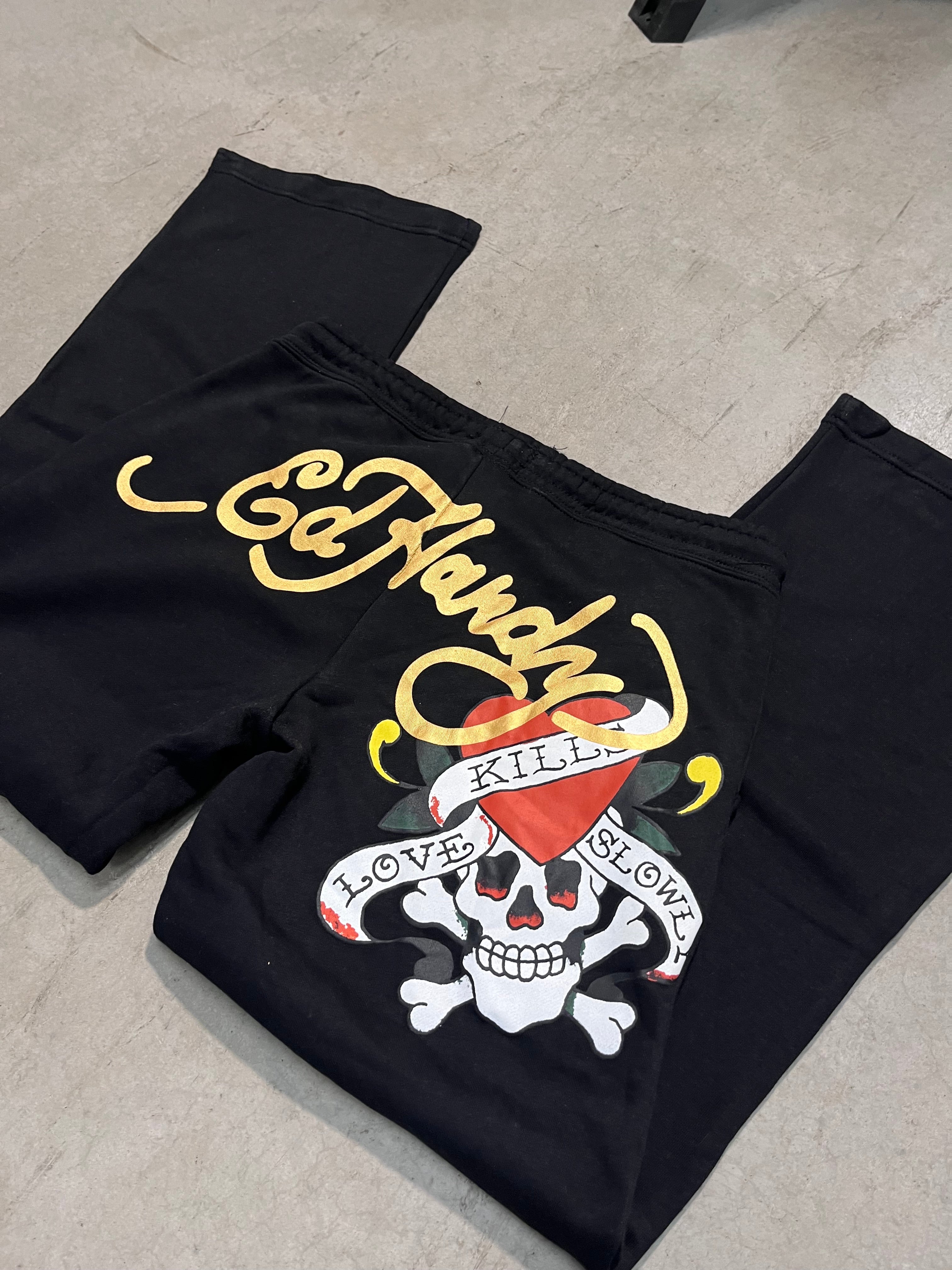 ED HARDY “LKS skull” BLACK FLARE PANTS
