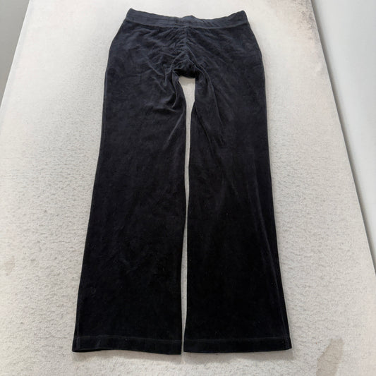 Vintage Juicy Couture Women's Black Velour Flared Track Pants Drawstring Size S