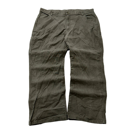 Dickies Carpenter Pants Men's Olive Duck Canvas Relaxed Workwear Size 42x30 photo 1