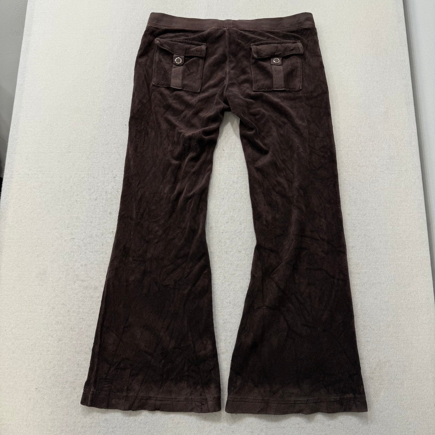 Juicy Couture Brown Terry cloth Tracksuit Set Zip Up Hoodie & Flared Pants Y2k Size M