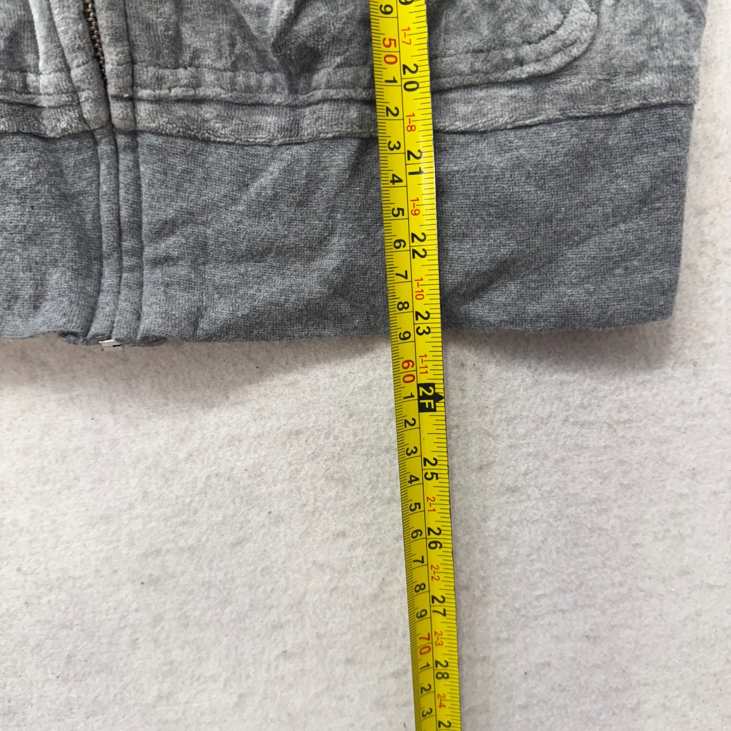 Juicy Couture Womens Gray Velour Zip-Up Hoodie Drawstring Pockets Classic Size L