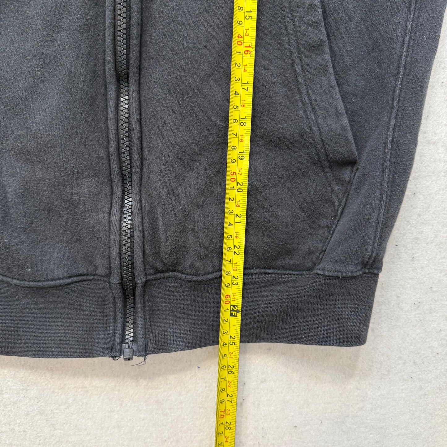 Nike Mens Washed Black Cotton Blend Full Zip Hoodie Split Kangaroo Pocket Size S