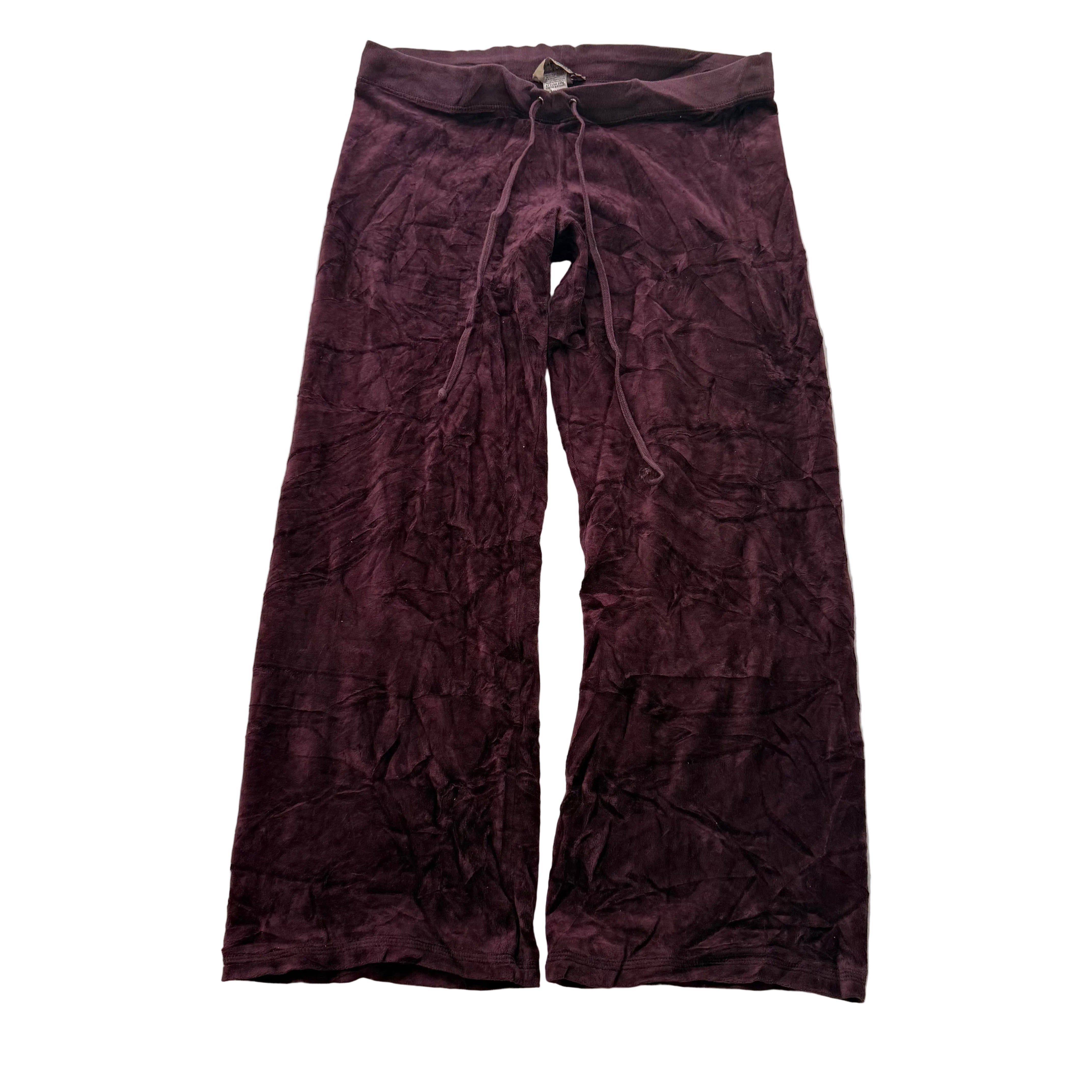 2003 Vintage Juicy Couture Women's Burgundy Velour Wide Leg Track Pants Size M