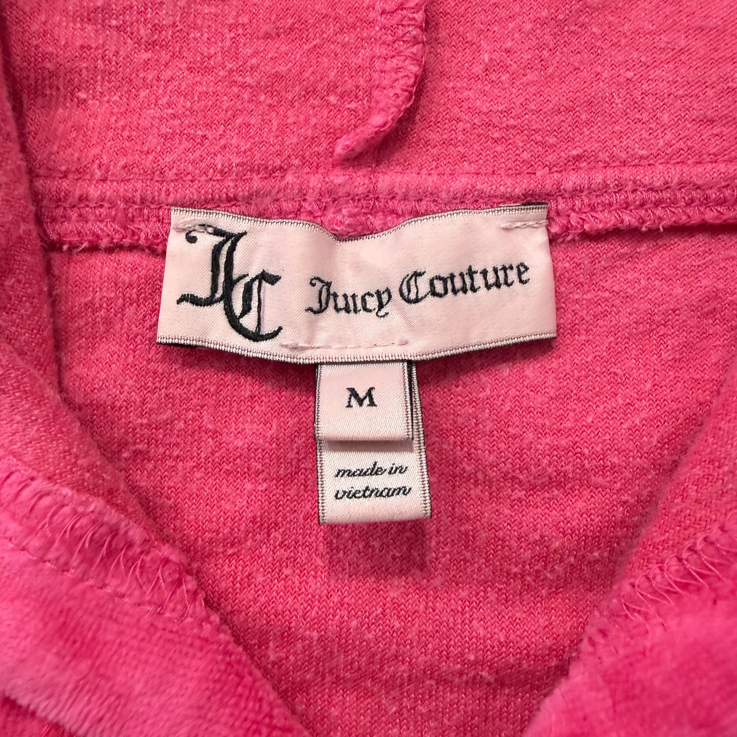 Juicy Couture Women's Pink Velour Zip-Up Hoodie Drawstring Loungewear Y2K Size M