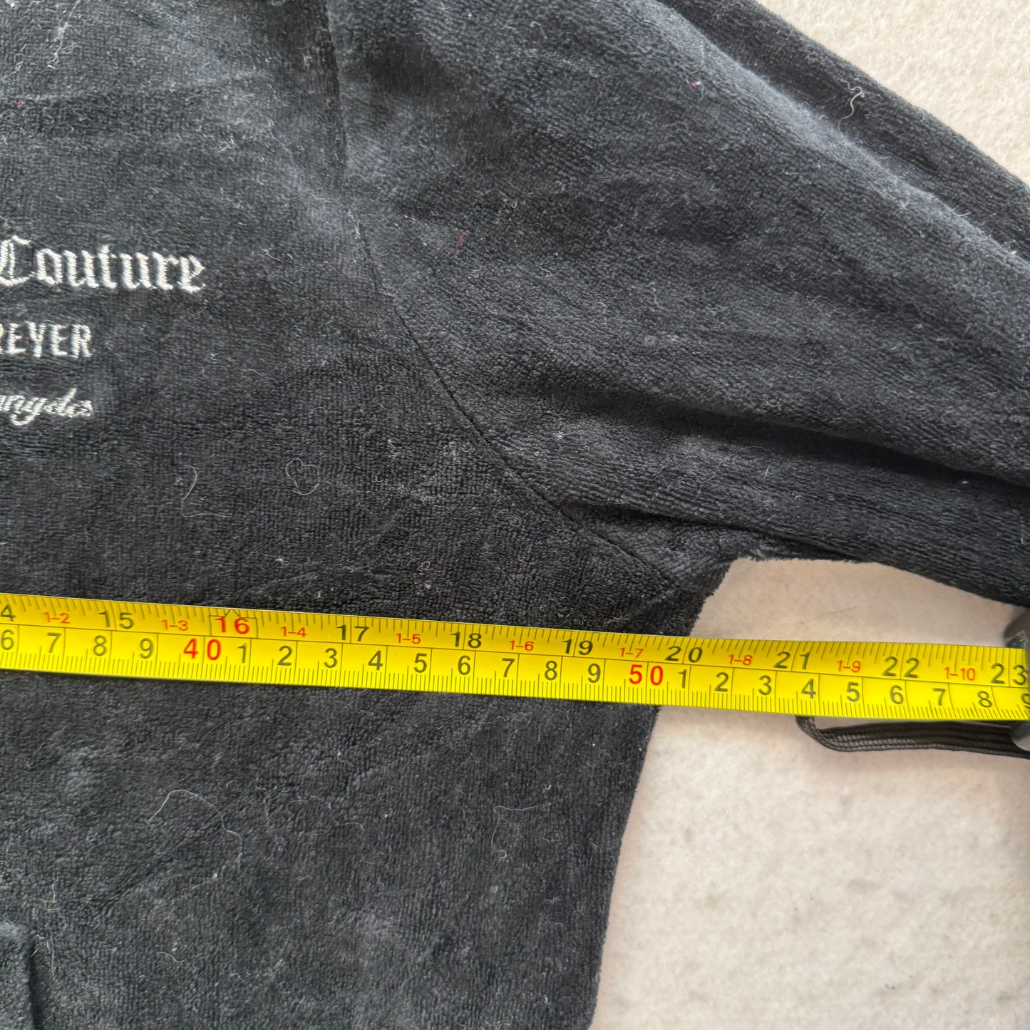 Juicy Couture Black Velour Tracksuit Set Zip Up Hoodie & Flared Pant Logo Size L