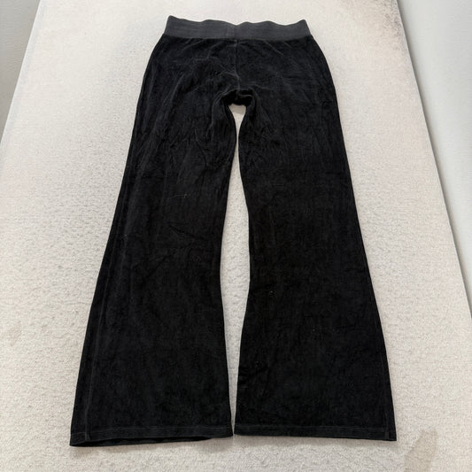 Vintage Juicy Couture Women's Black Velour Flared Track Pants Loungewear Size S