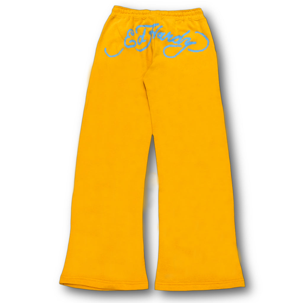 ED HARDY “Butterflies” YELLOW FLARED PANTS