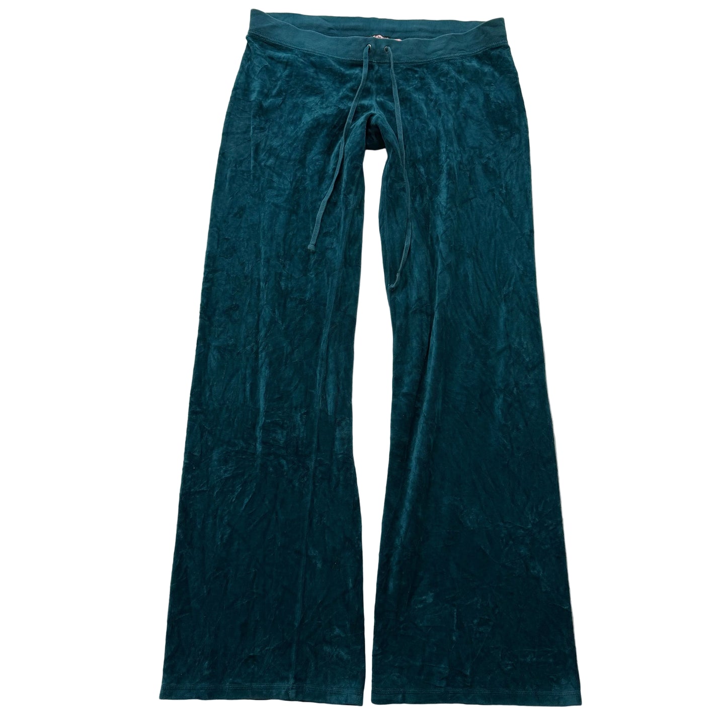 Vintage Juicy Couture Women's Dark Teal Velour Flared Track Pant Low Rise Size L