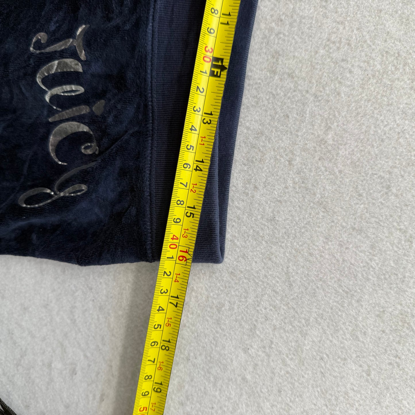 Juicy Couture Women's Navy Blue Velour Flared Track Pant Low Rise Logo Size M