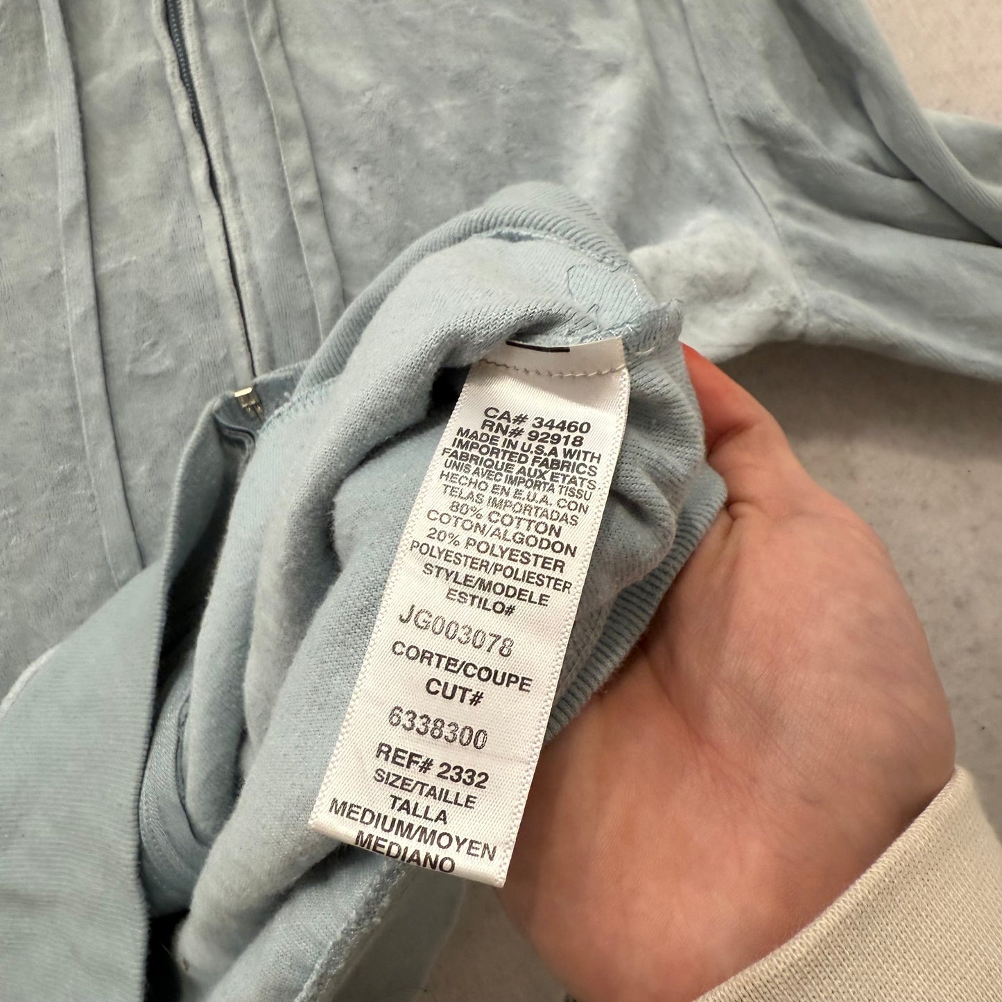 Vintage Juicy Couture Womens Grey Velour Zip-Up Hoodie Pockets Loungewear Size M