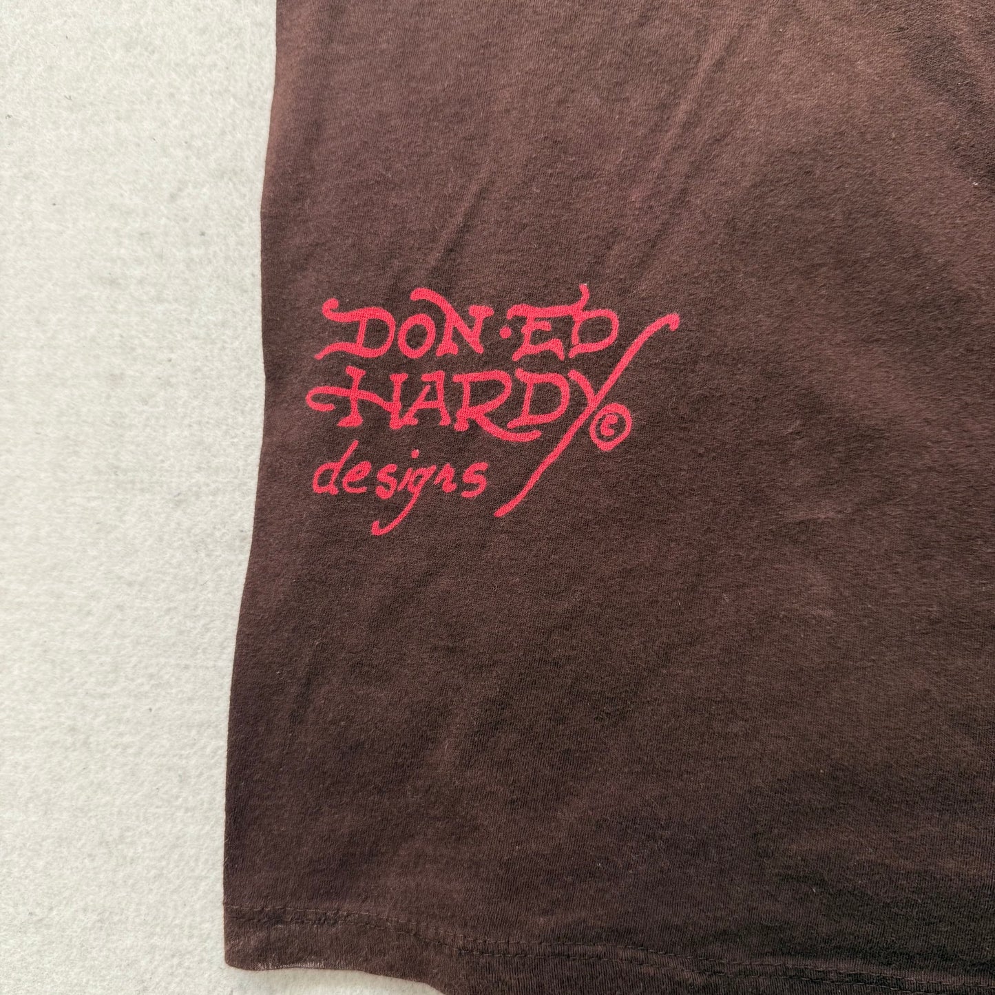 Ed Hardy by Christian Audigier Men's Brown Cotton T-Shirt Graphic Tee Size M