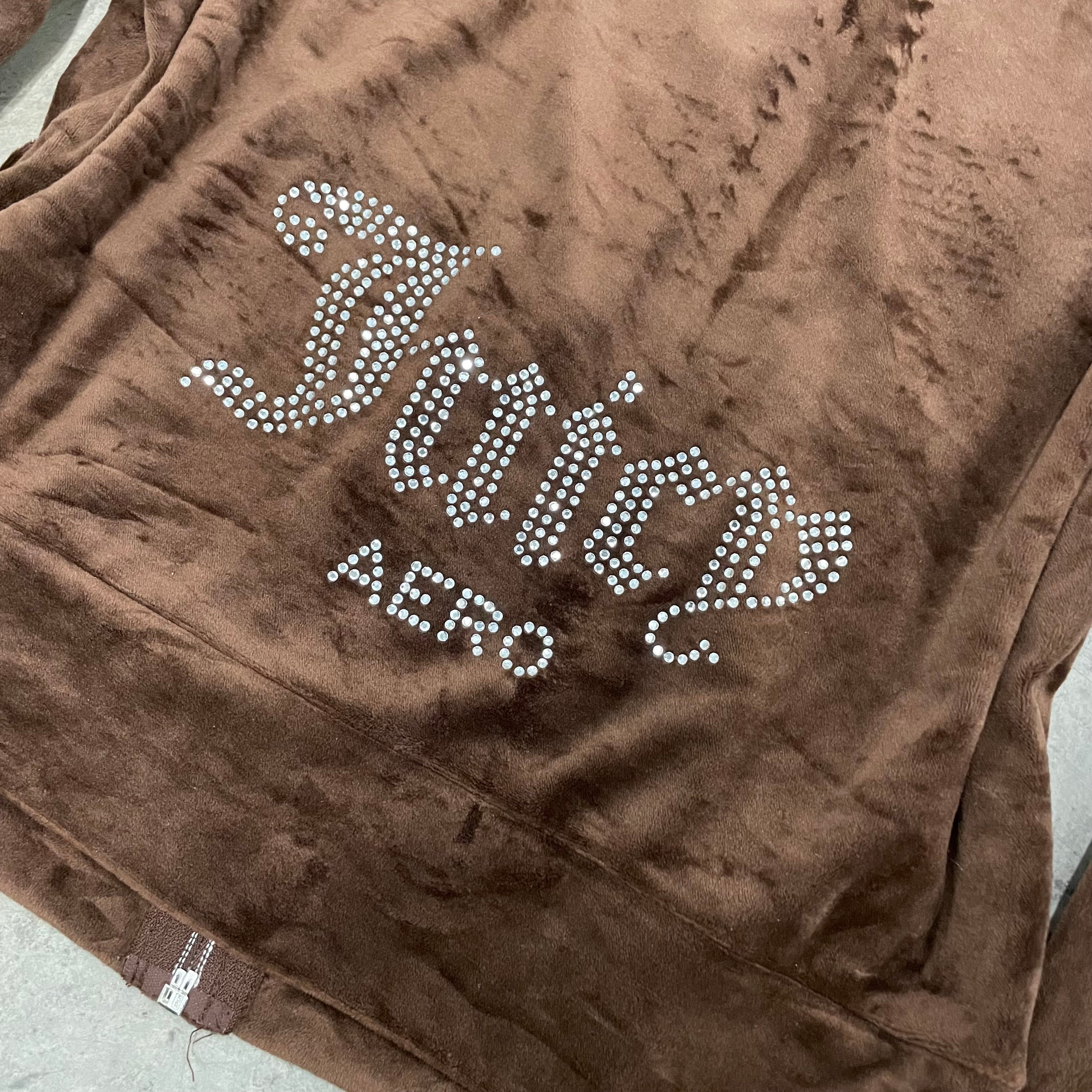 Juicy X Aeropostale rhinestone brown velour zip up hoodie size M