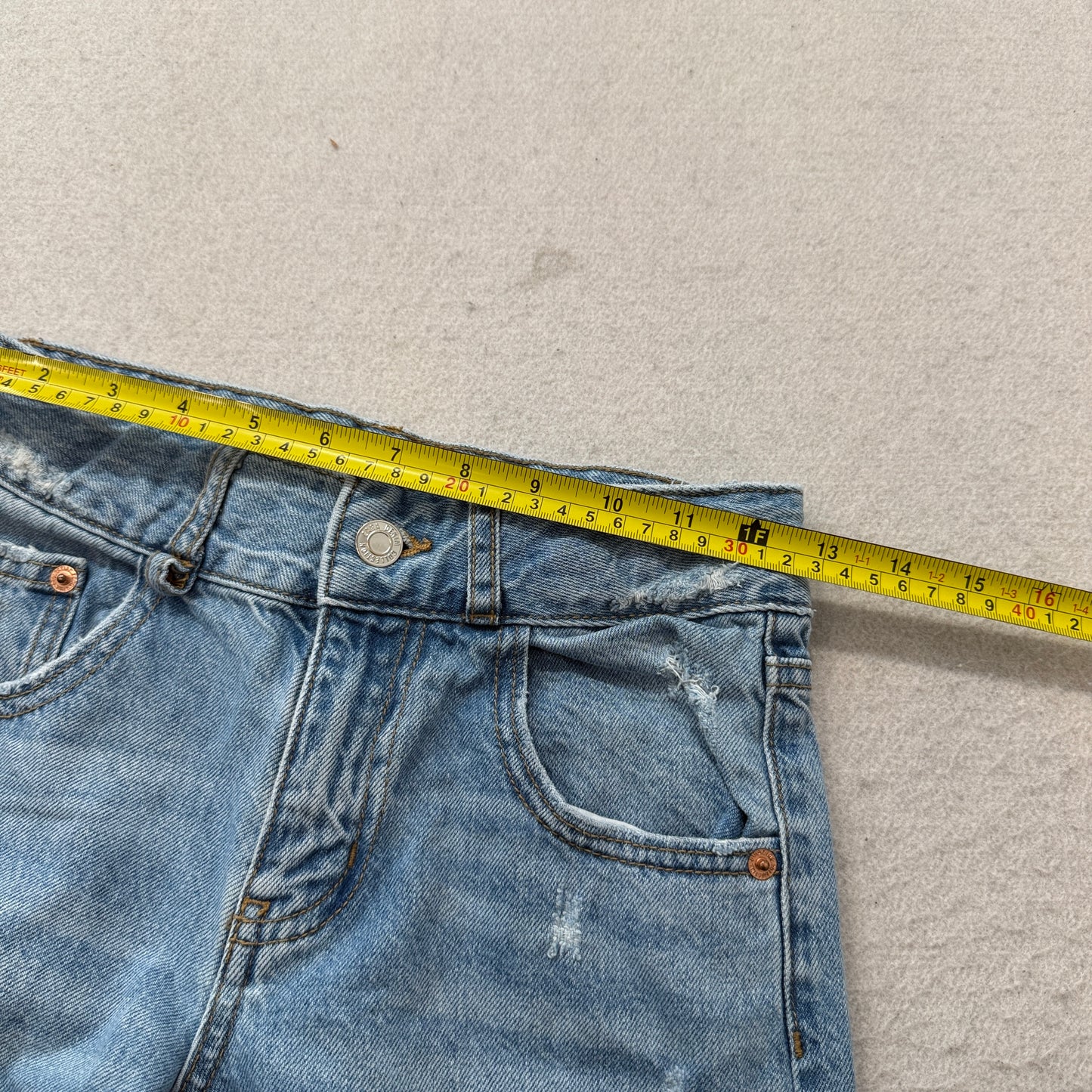 Zara Girl's Blue Regular Fit Wide Leg Denim Jeans Distressed Pocket Size 11-12