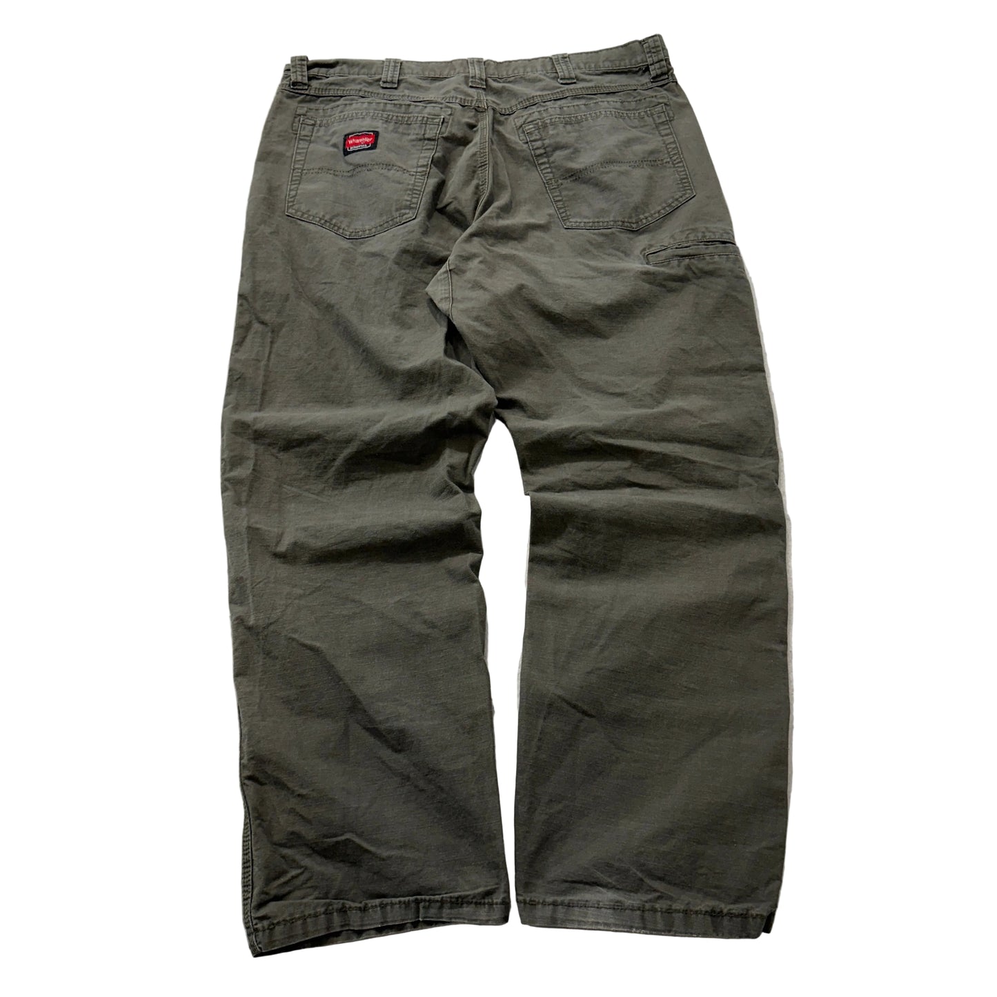Wrangler Workwear Men's Olive Green Utility Pants Pockets Classic Y2K Size W36