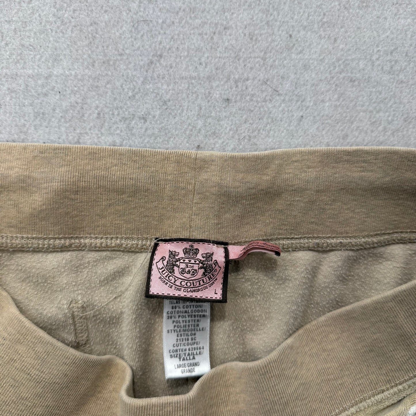 Vintage Juicy Couture Women's Beige Velour Flared Track Pant Back Pocket Size L