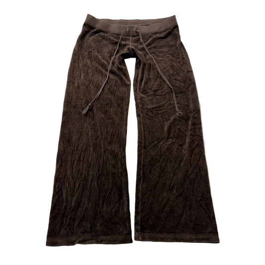 Vintage Juicy Couture Women's Brown Velour Flared Track Pants Drawstring Size S