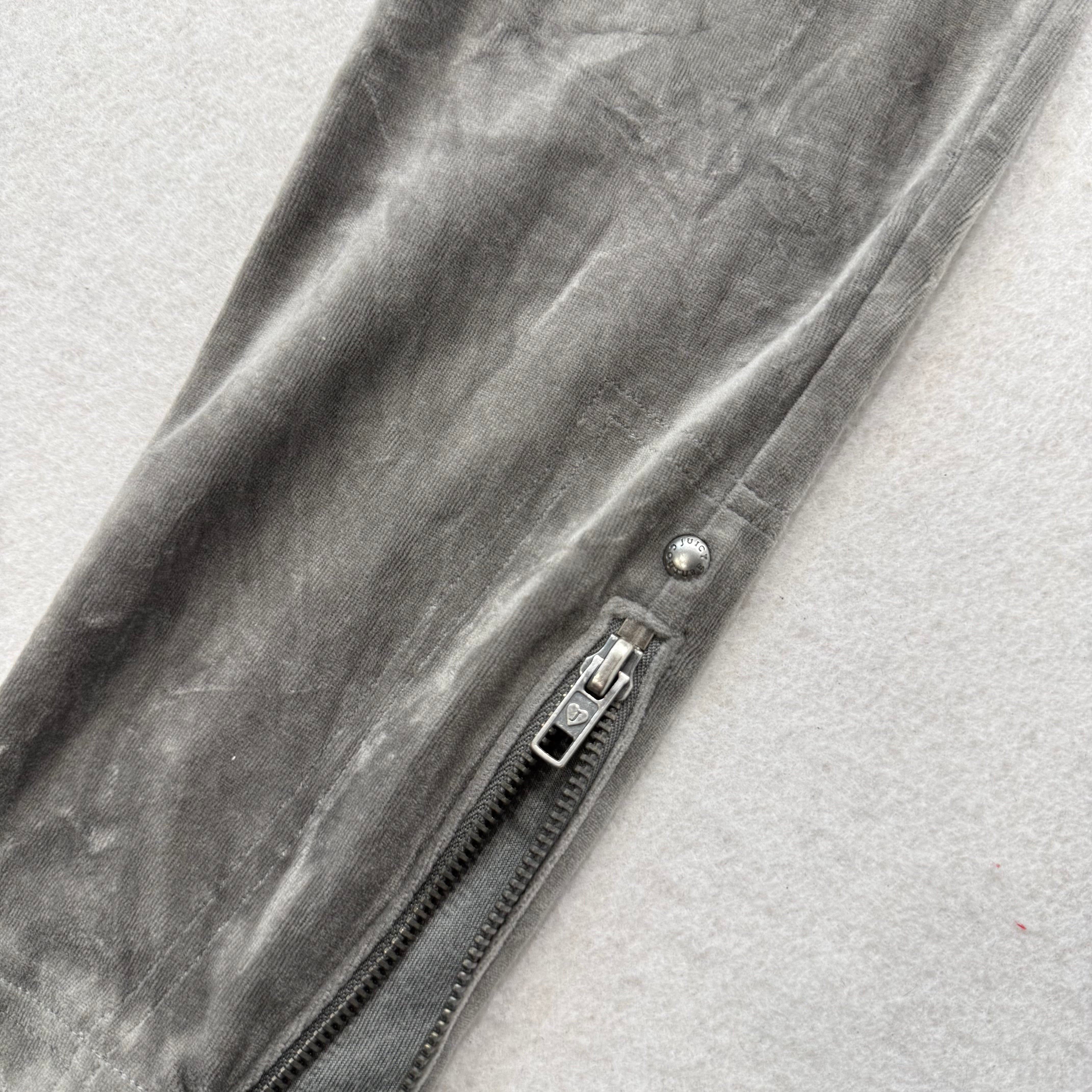 Vintage Juicy Couture Dark Grey Velour Ankle Zipper Crest Pants Size S