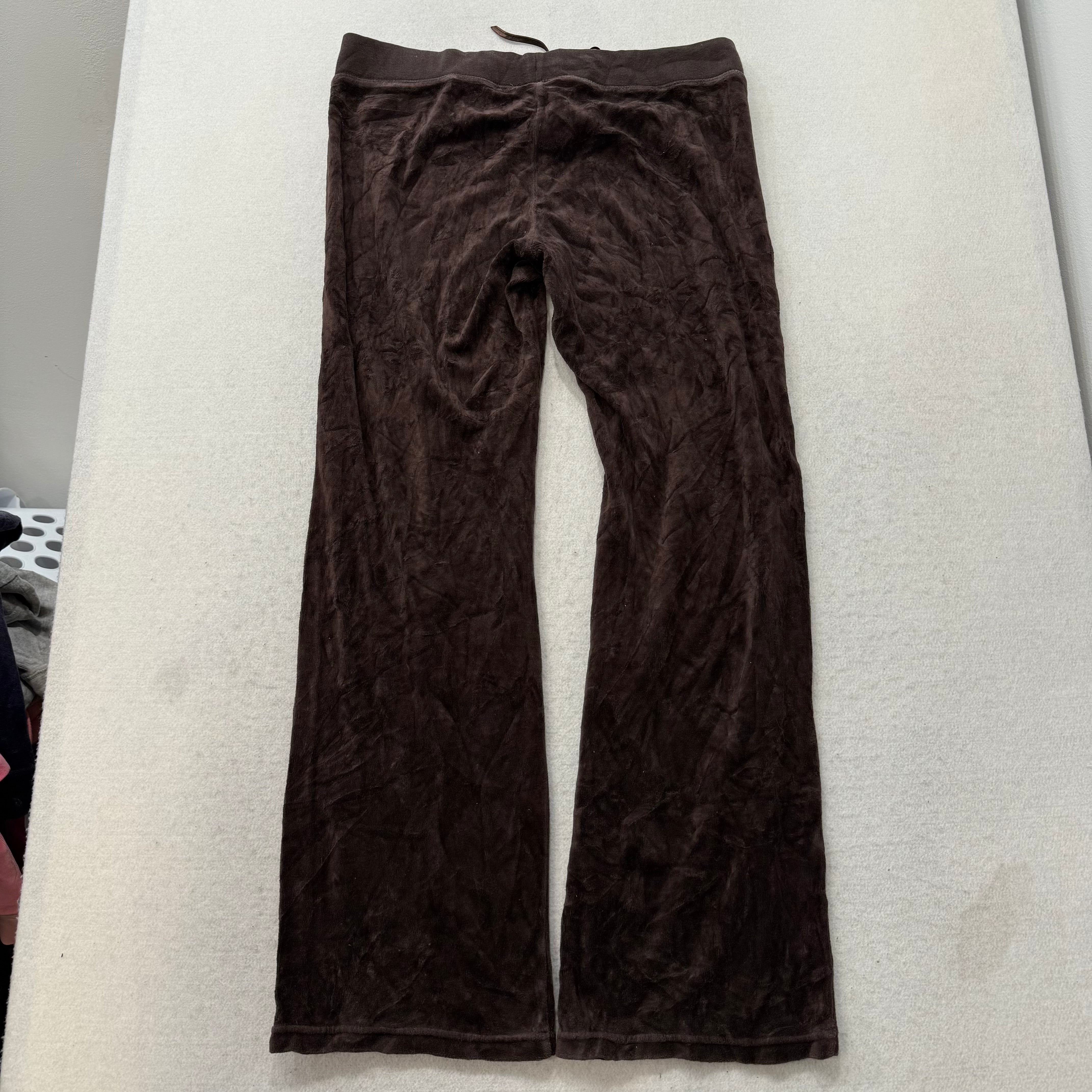 Juicy Couture Women's Dark Brown Velour Flared Leg Track Pant Loungewear Size M