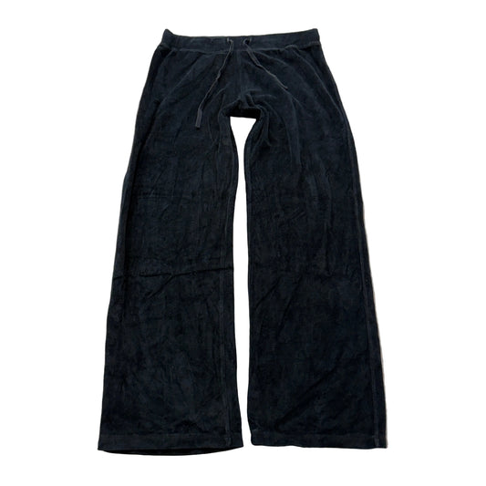 Vintage Juicy Couture Women's Black Velour Flared Track Pants Drawstring Size S