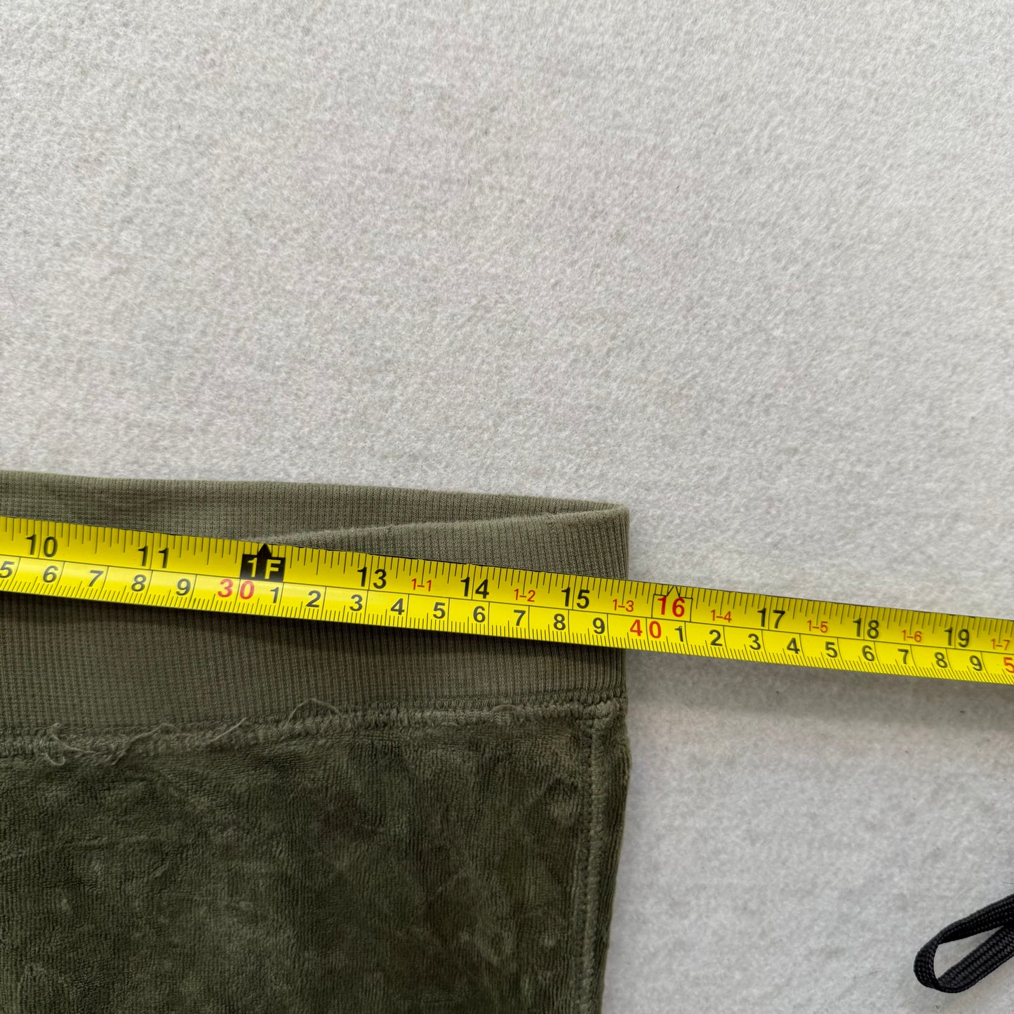 Vintage Juicy Couture Women Olive Green Velour Flared Track Pant Low Rise Size L