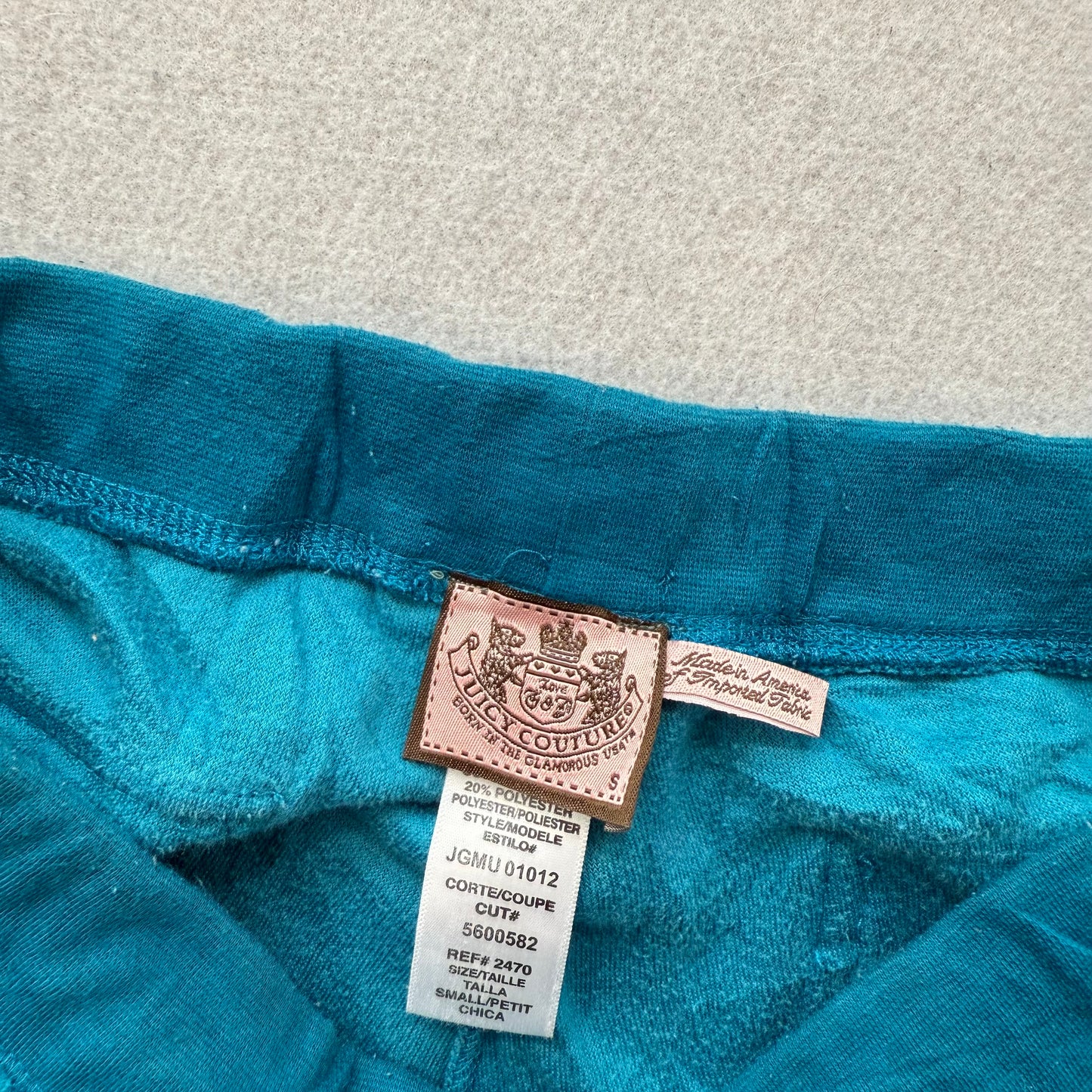 Vintage Juicy Couture Women Teal Blue Velour Flare Track Pant Flap Pocket Size S