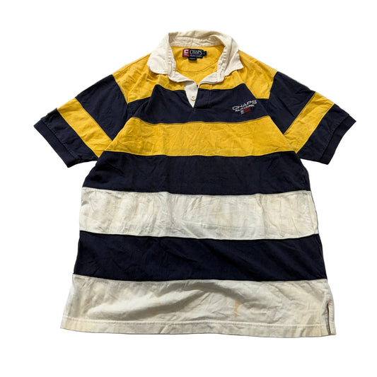 Chaps Ralph Lauren navy yellow rugby polo front