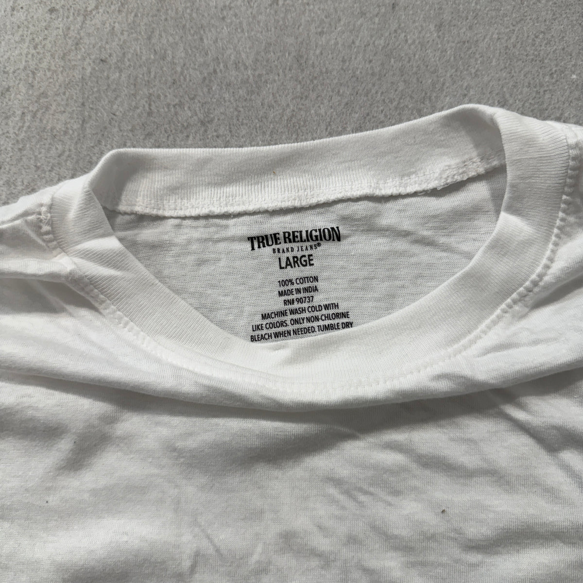 True Religion Red Horseshoe Logo Crew Neck T-Shirt White Size L photo 3