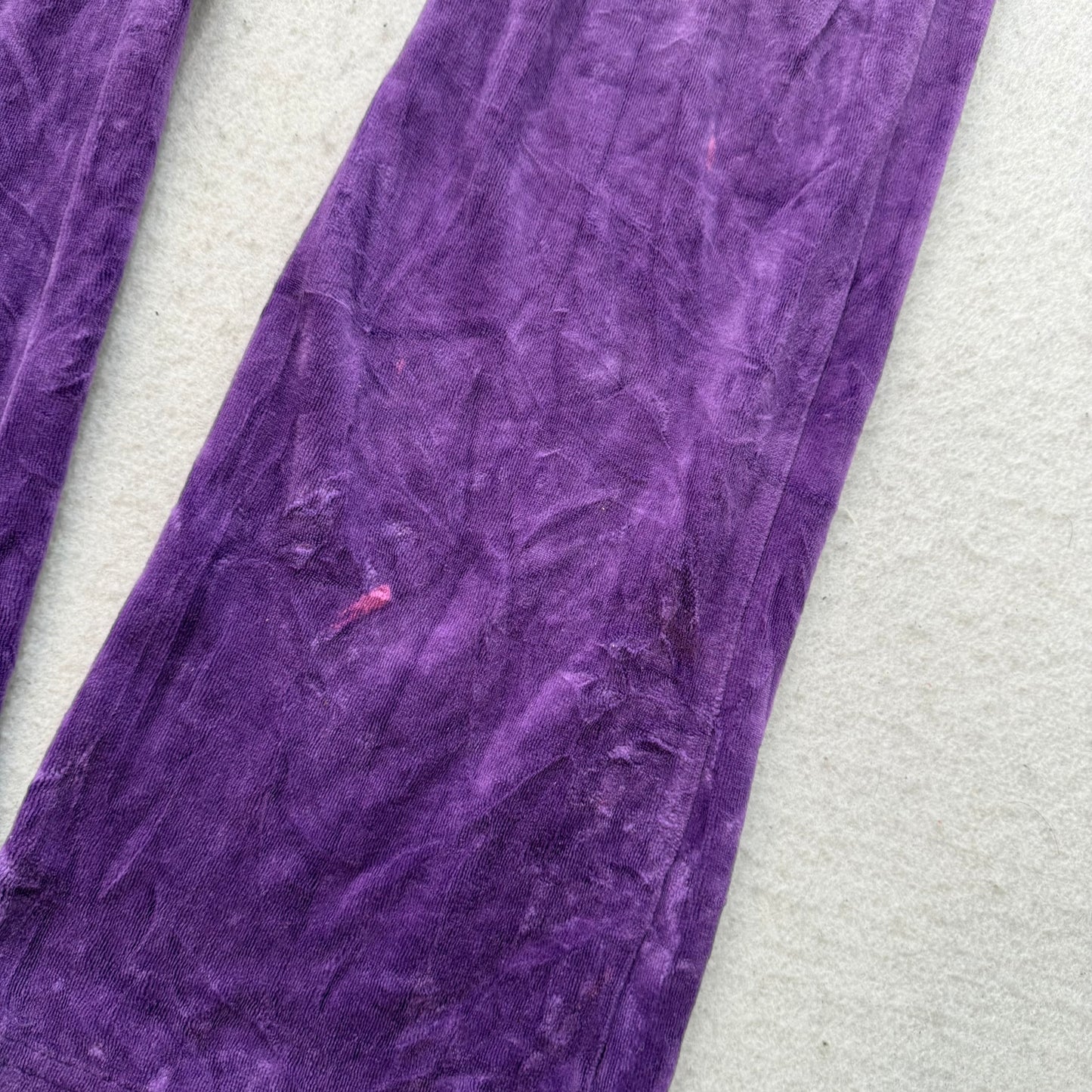 Juicy Couture Women's Purple Velour Flare Track Pant Low Rise Flap Pocket Size M