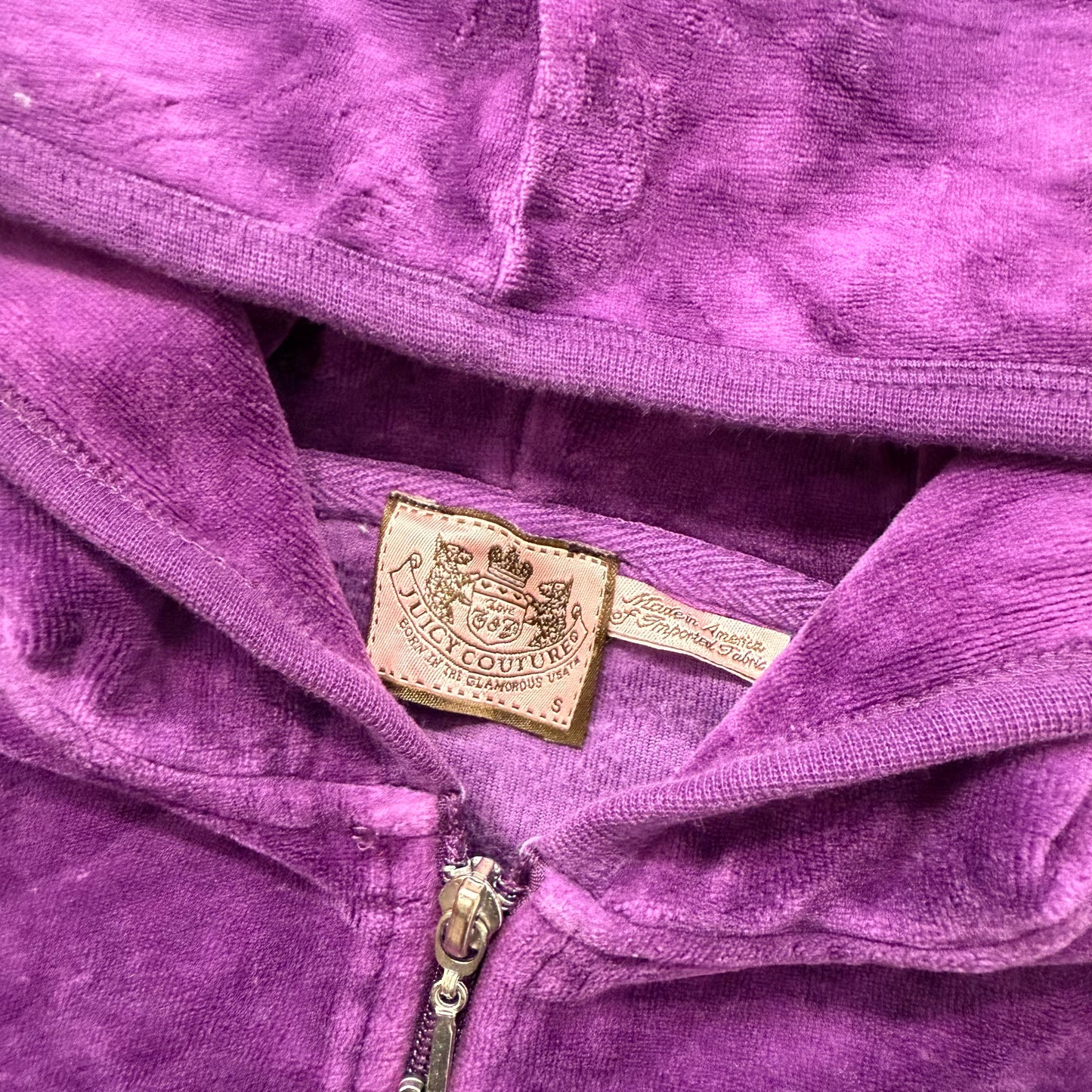 Juicy Couture Plum Velour Tracksuit Set Zip Up Hoodie & Flared Pants Y2K Size S